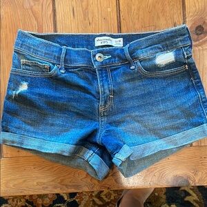 Abercrombie & Fitch Blue Jean Shorts Distressed Casual